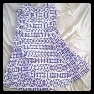 H&M Navy Aztec Patterned Summer Skater Dress